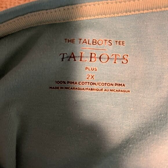 Talbots Minimalist Casual Robin Egg Blue Pima Cotton Lng Slve Scoop Neck Tee 2X - Picture 3 of 3